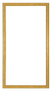 Beyaz arkaplanda izole edilmiş resimler, aynalar veya fotoğraf için panoramik altın çerçeve