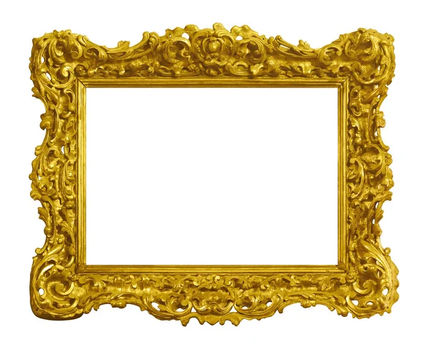 白い背景に隔離された絵画 鏡や写真のための黄金のフレーム クリッピングパスを持つデザイン要素 — ストック写真