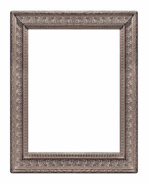 Beyaz arka planda izole edilmiş resimler, aynalar ya da fotoğraf için gümüş çerçeve. Kırpma yolu ile tasarım ögesi
