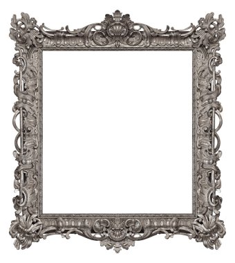 Beyaz arka planda izole edilmiş resimler, aynalar ya da fotoğraf için gümüş çerçeve. Kırpma yolu ile tasarım ögesi