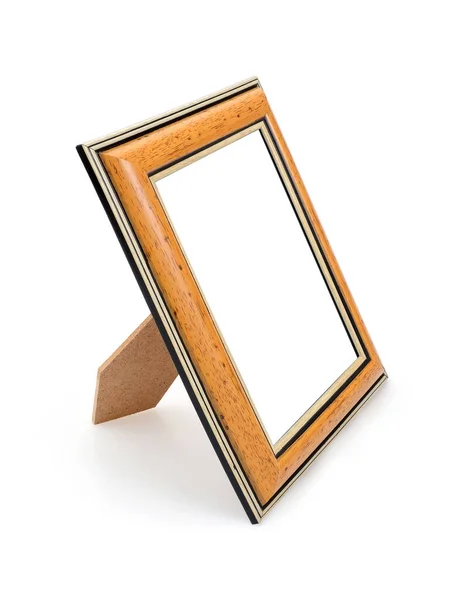 镜子或照片的木制框架 透视角度孤立于白色背景 具有剪切路径的设计元素 — 图库照片