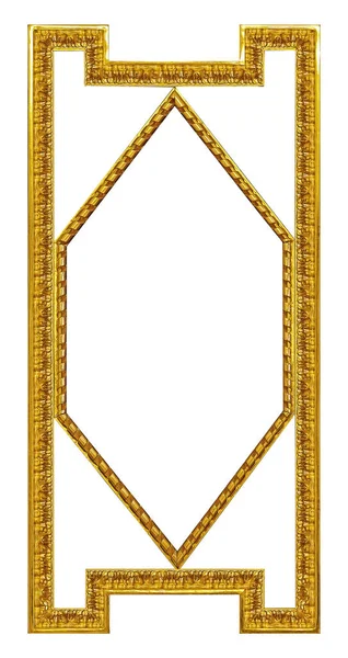 Панорамная Золотая Рамка Картин Зеркал Фотографий Изолированных Белом Фоне Элемент — стоковое фото