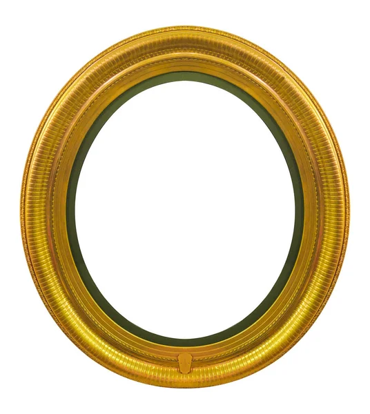 白い背景に隔離された絵画 鏡や写真のための黄金の楕円形のフレーム クリッピングパスを持つデザイン要素 — ストック写真