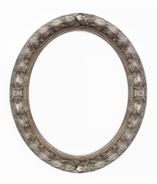 Beyaz arkaplanda izole edilmiş resimler, aynalar veya fotoğraf için gümüş oval çerçeve