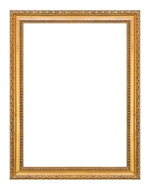 Beyaz arkaplanda izole edilmiş resimler, aynalar veya fotoğraf için altın çerçeve