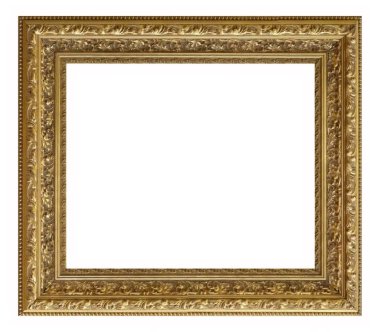 Beyaz arkaplanda izole edilmiş resimler, aynalar veya fotoğraf için altın çerçeve