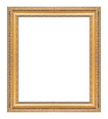 Beyaz arkaplanda izole edilmiş resimler, aynalar veya fotoğraf için altın çerçeve