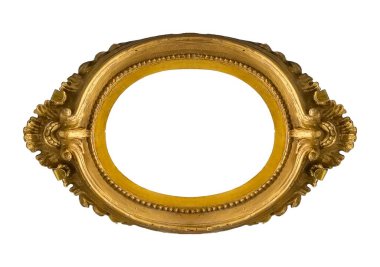 Beyaz arkaplanda izole edilmiş resimler, aynalar veya fotoğraf için altın çerçeve