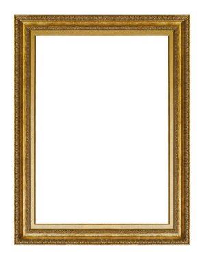 Beyaz arkaplanda izole edilmiş resimler, aynalar veya fotoğraf için altın çerçeve