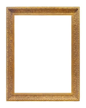 Beyaz arkaplanda izole edilmiş resimler, aynalar veya fotoğraf için altın çerçeve