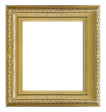 Beyaz arkaplanda izole edilmiş resimler, aynalar veya fotoğraf için altın çerçeve