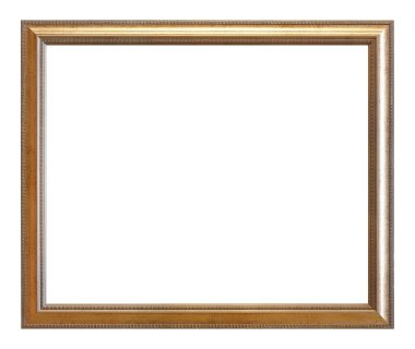 Beyaz arkaplanda izole edilmiş resimler, aynalar veya fotoğraf için altın çerçeve