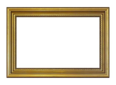 Beyaz arkaplanda izole edilmiş resimler, aynalar veya fotoğraf için altın çerçeve