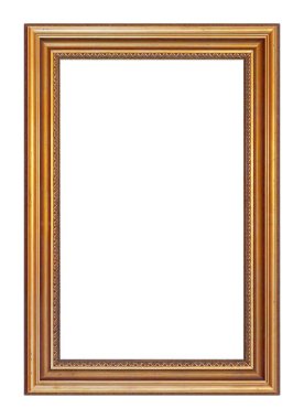 Beyaz arkaplanda izole edilmiş resimler, aynalar veya fotoğraf için altın çerçeve