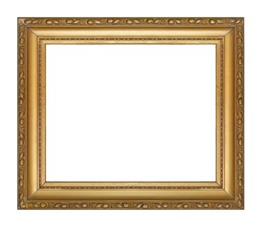 Beyaz arkaplanda izole edilmiş resimler, aynalar veya fotoğraf için altın çerçeve