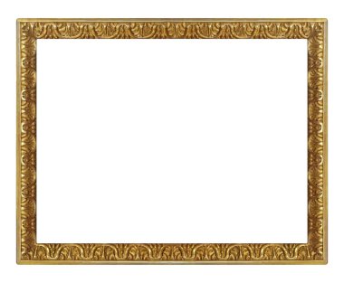 Beyaz arkaplanda izole edilmiş resimler, aynalar veya fotoğraf için altın çerçeve
