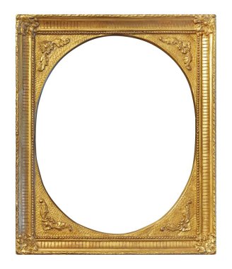 Beyaz arkaplanda izole edilmiş resimler, aynalar veya fotoğraf için altın çerçeve