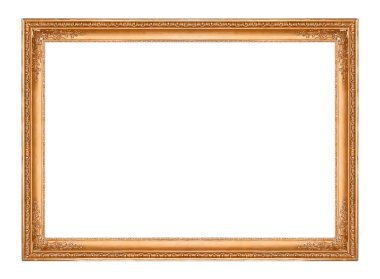 Beyaz arkaplanda izole edilmiş resimler, aynalar veya fotoğraf için altın çerçeve