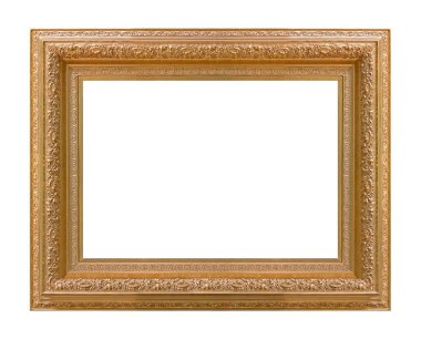 Beyaz arkaplanda izole edilmiş resimler, aynalar veya fotoğraf için altın çerçeve