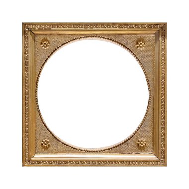 Beyaz arkaplanda izole edilmiş resimler, aynalar veya fotoğraf için altın çerçeve