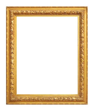 Beyaz arkaplanda izole edilmiş resimler, aynalar veya fotoğraf için altın çerçeve