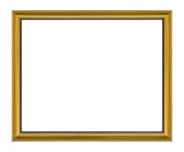 Beyaz arkaplanda izole edilmiş resimler, aynalar veya fotoğraf için altın çerçeve