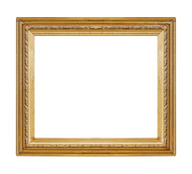 Beyaz arkaplanda izole edilmiş resimler, aynalar veya fotoğraf için altın çerçeve