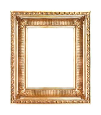 Beyaz arkaplanda izole edilmiş resimler, aynalar veya fotoğraf için altın çerçeve