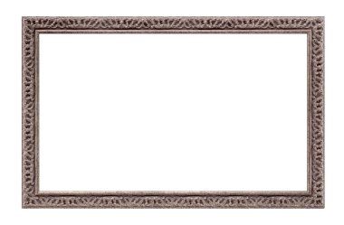 Beyaz arkaplanda izole edilmiş resimler, aynalar veya fotoğraf için panoramik gümüş çerçeve