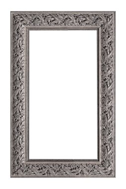 Beyaz arkaplanda izole edilmiş resimler, aynalar veya fotoğraf için panoramik gümüş çerçeve