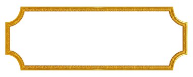 Beyaz arka planda izole edilmiş resimler, aynalar veya fotoğraf için panoramik altın çerçeve. Kırpma yolu ile tasarım ögesi