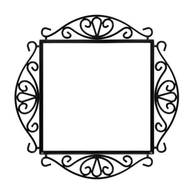 Beyaz arkaplanda izole edilmiş resimler, aynalar veya fotoğraf için siyah metal çerçeve