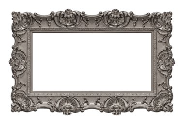 Beyaz arka planda izole edilmiş resimler, aynalar ya da fotoğraf için gümüş çerçeve. Kırpma yolu ile tasarım ögesi