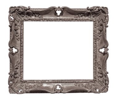 Beyaz arka planda izole edilmiş resimler, aynalar ya da fotoğraf için gümüş çerçeve. Kırpma yolu ile tasarım ögesi