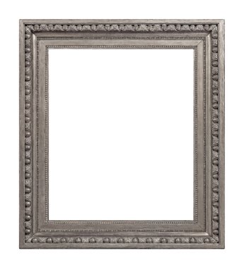 Beyaz arka planda izole edilmiş resimler, aynalar ya da fotoğraf için gümüş çerçeve. Kırpma yolu ile tasarım ögesi