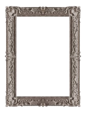 Beyaz arka planda izole edilmiş resimler, aynalar ya da fotoğraf için gümüş çerçeve. Kırpma yolu ile tasarım ögesi