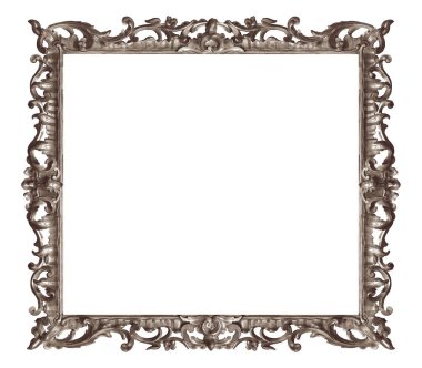 Beyaz arka planda izole edilmiş resimler, aynalar ya da fotoğraf için gümüş çerçeve. Kırpma yolu ile tasarım ögesi