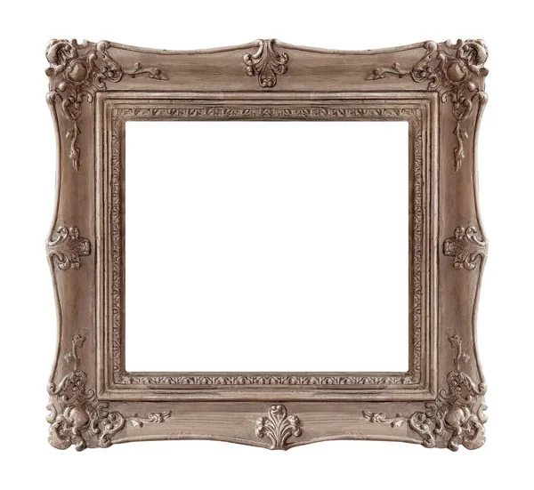 白色背景下隔离的绘画 镜子或照片的银框 具有剪切路径的设计元素 — 图库照片