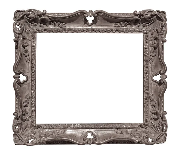 Beyaz arka planda izole edilmiş resimler, aynalar ya da fotoğraf için gümüş çerçeve. Kırpma yolu ile tasarım ögesi