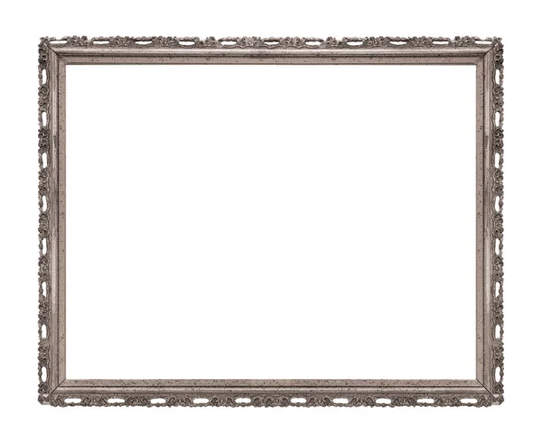 Ασημένιο Πλαίσιο Για Πίνακες Καθρέφτες Φωτογραφίες Που Απομονώνονται Λευκό Φόντο — Φωτογραφία Αρχείου