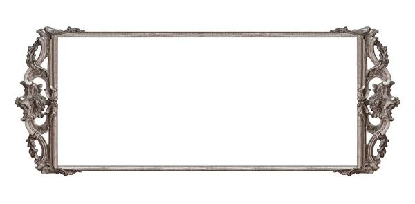Cornice Panoramica Argento Quadri Specchi Foto Isolate Sfondo Bianco Elemento — Foto Stock