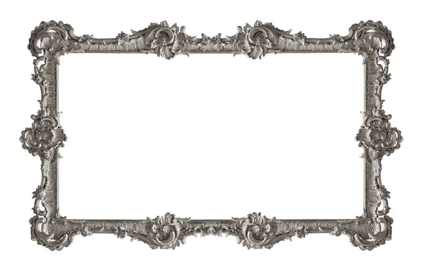 Panoramic Silver Frame Paintings Mirrors Photo Isolated White Background Design — Stock Photo, Image