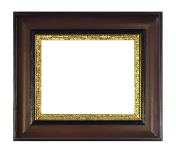 Moldura Madeira Para Pinturas Espelhos Foto Isolada Fundo Branco — Fotografia de Stock