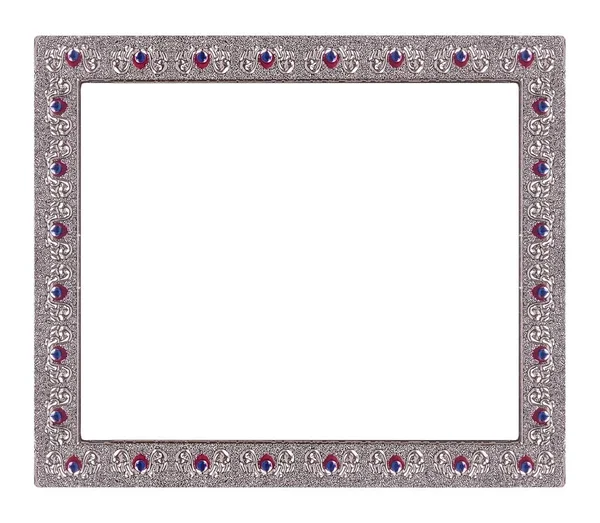Zilveren Frame Voor Schilderijen Spiegels Foto Geïsoleerd Witte Achtergrond — Stockfoto
