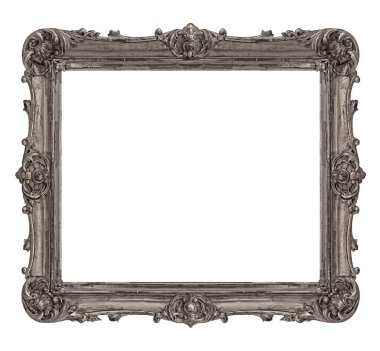Beyaz arkaplanda izole edilmiş resimler, aynalar veya fotoğraf için gümüş çerçeve