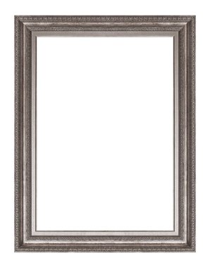 Beyaz arkaplanda izole edilmiş resimler, aynalar veya fotoğraf için gümüş çerçeve