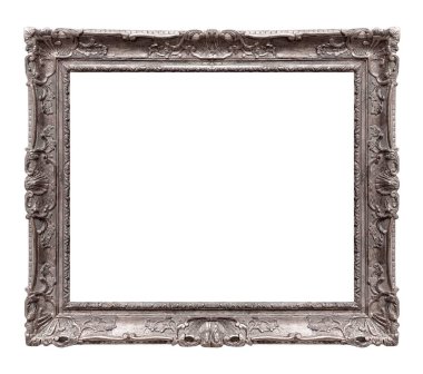 Beyaz arkaplanda izole edilmiş resimler, aynalar veya fotoğraf için gümüş çerçeve