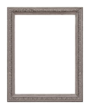 Beyaz arkaplanda izole edilmiş resimler, aynalar veya fotoğraf için gümüş çerçeve