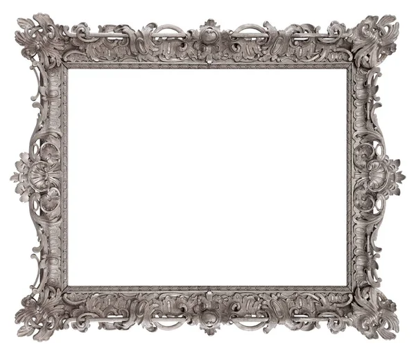 Beyaz arkaplanda izole edilmiş resimler, aynalar veya fotoğraf için gümüş çerçeve