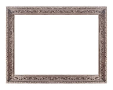 Beyaz arkaplanda izole edilmiş resimler, aynalar veya fotoğraf için gümüş çerçeve